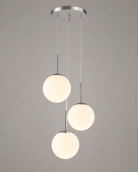 Lustră suspendată 2403/3, 3 pendule sticlă mată albă, finisaje auriu, crom sau negru [3]