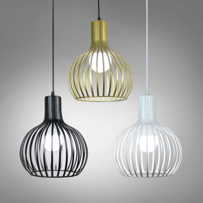 Pendul 1001/1 metal colivie modern alb negru auriu Ø20cm [3]