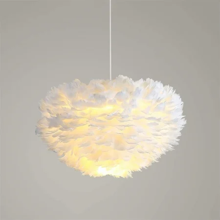 Pendul 1099/500 – abajur din pene, diametru 50 cm, E27, alb, reglabil [2]