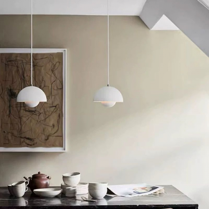 Pendul 110/1 WH – lustră suspendată albă din metal, E27, cablu reglabil [3]