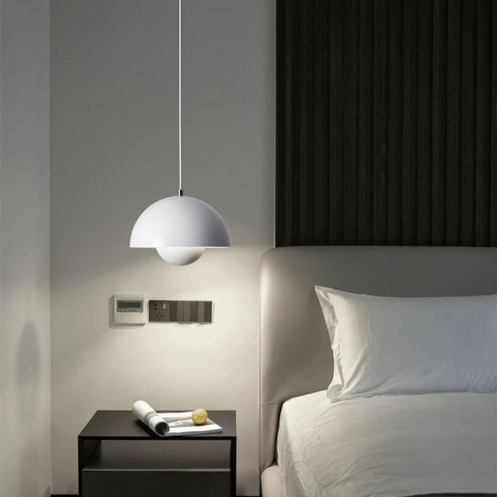 Pendul 110/1 WH – lustră suspendată albă din metal, E27, cablu reglabil [2]