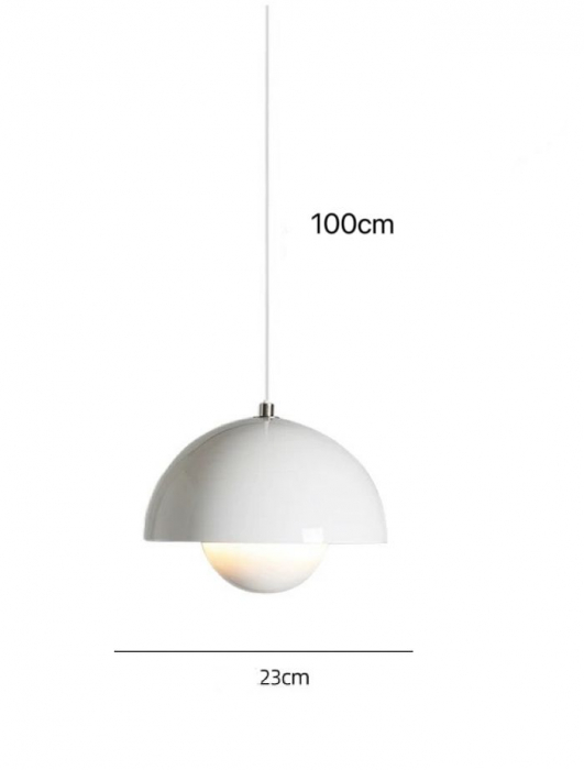 Pendul 110/1 WH – lustră suspendată albă din metal, E27, cablu reglabil [6]