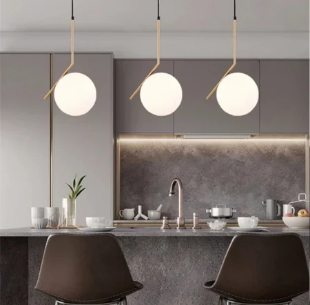 Pendul 1111/1 CP – sticlă alb mat și metal auriu, E27, reglabil, 15 cm [5]