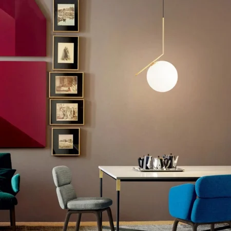 Pendul 1111/1 CP – sticlă alb mat și metal auriu, E27, reglabil, 15 cm [4]