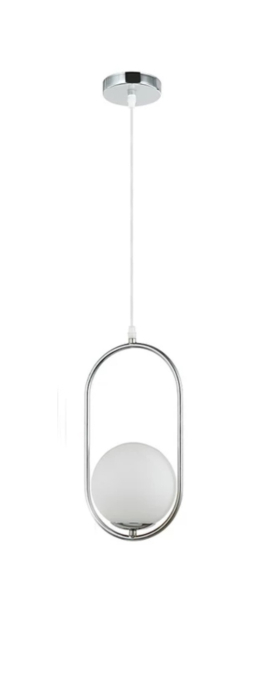 Pendul 1112/1 Oval cu glob din sticlă albă, metal auriu, crom sau negru, E27 [3]