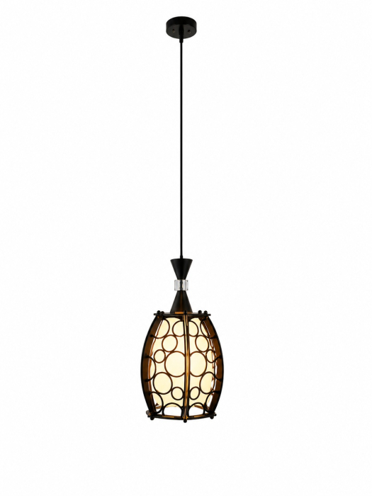 Pendul 2363/1 cu abajur sticlă mată și detalii lemn – design modern [3]