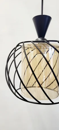 Pendul modern 3069/1 – glob sticlă auriu, metal negru, E27, reglabil [4]