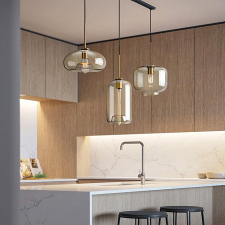 Pendul 3706 – sticlă amber & gold, E27, înălțime reglabilă [3]