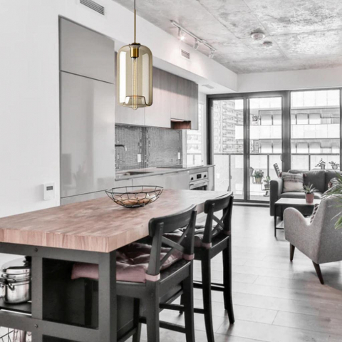 Pendul 3709 – sticlă amber & gold, E27, design elegant, înălțime reglabilă [2]