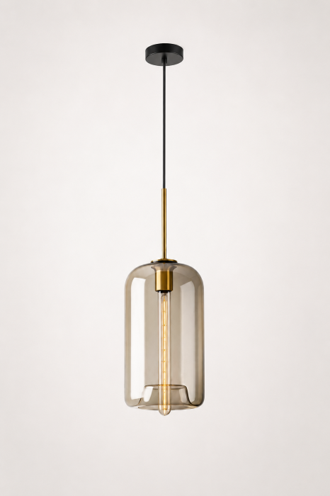 Pendul 3709 – sticlă amber & gold, E27, design elegant, înălțime reglabilă [2]