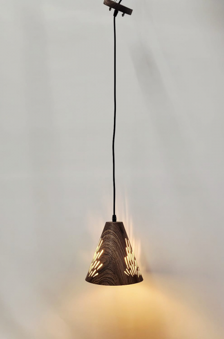 Pendul 611/1 maro cu efect de lemn, design perforat, E27 [2]