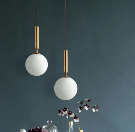 Pendul modern 8206/200 – Abajur sticlă albă, diametru 20 cm, cablu negru/auriu reglabil, E27 [2]