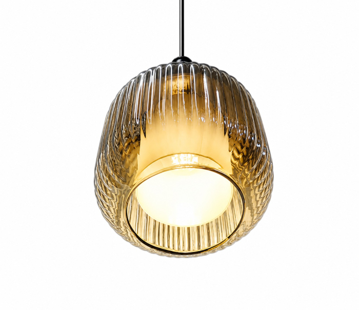 Pendul decorativ 7027/1 SM, sticlă fumurie și alb mat, cablu reglabil, E27 [4]