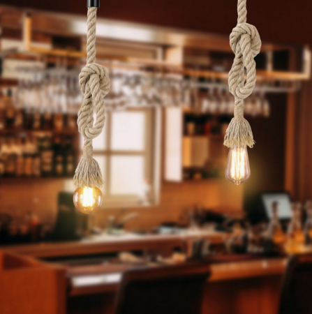 Pendul HJ 001/1 – sfoară textilă și metal, E27, stil rustic vintage, reglabil [5]