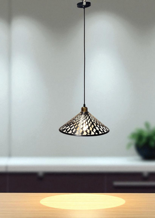 Pendul modern 9111/1 BK, negru cu interior auriu și sticlă aurie, E27 [2]