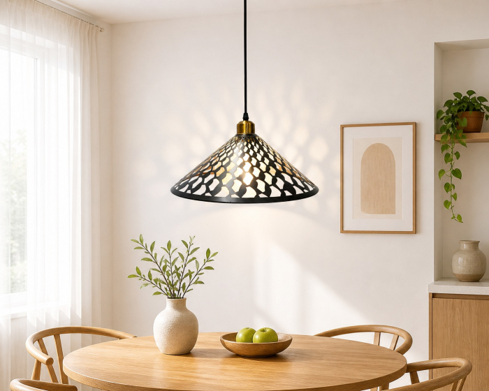 Pendul modern 9111/1 BK, negru cu interior auriu și sticlă aurie, E27 [2]
