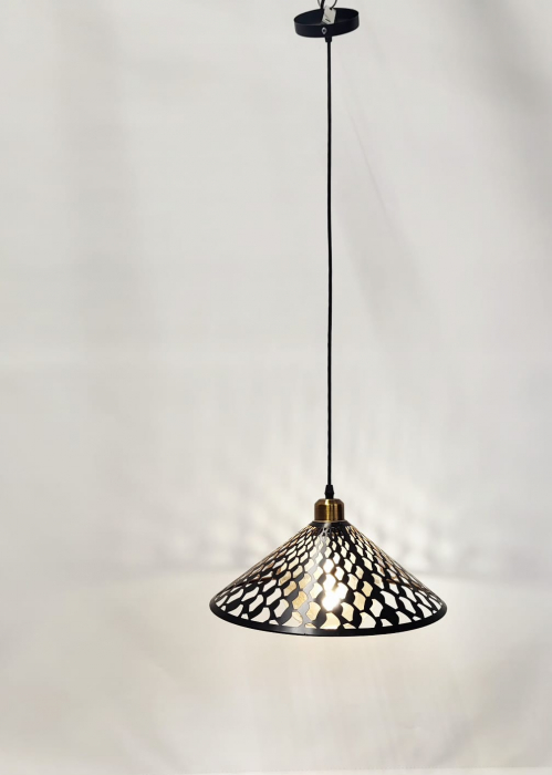 Pendul modern 9111/1 BK, negru cu interior auriu și sticlă aurie, E27 [3]