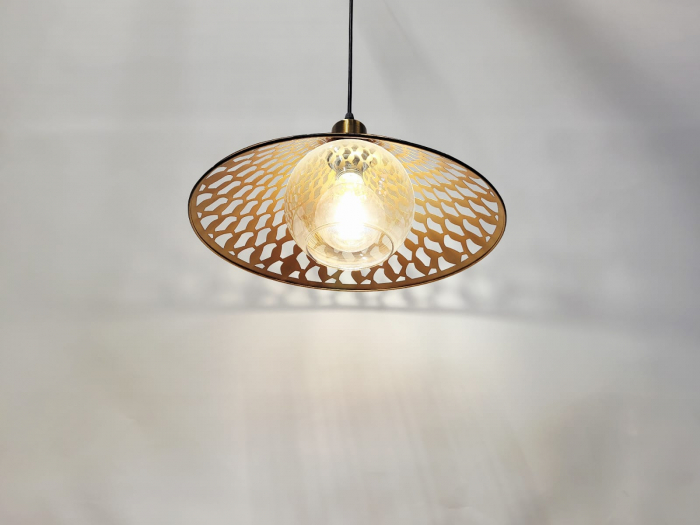 Pendul modern 9111/1 BK, negru cu interior auriu și sticlă aurie, E27 [4]