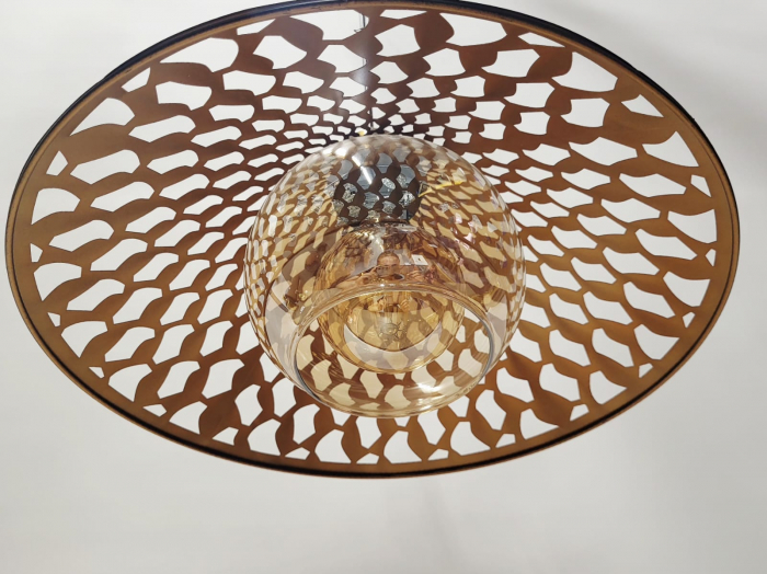 Pendul modern 9111/1 BK, negru cu interior auriu și sticlă aurie, E27 [5]