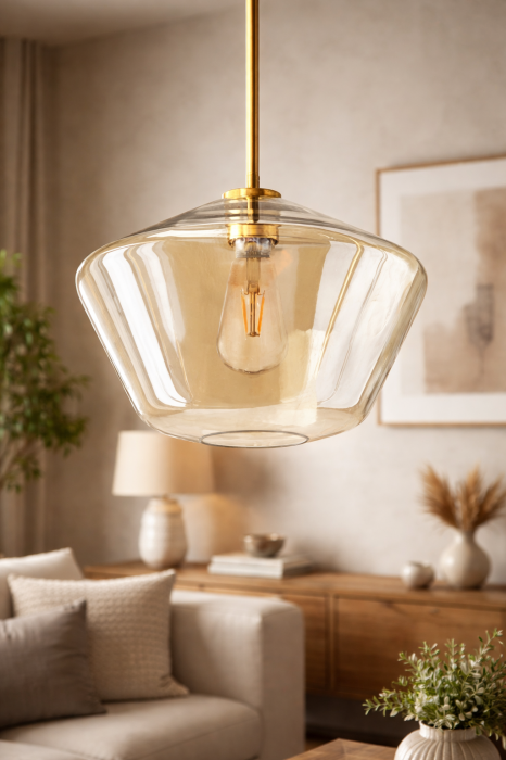 Pendul modern auriu cu abajur din sticla model 8801/A [2]