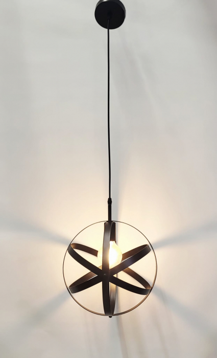 Pendul suspendat 1011/1 BK, glob metalic negru, E27, cablu reglabil [1]