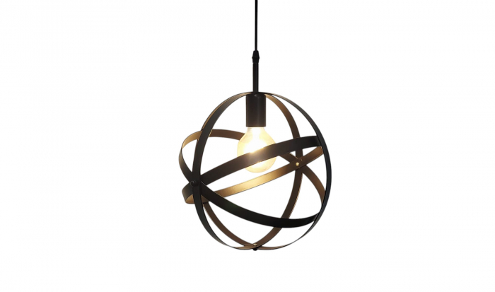 Pendul suspendat 1011/1 BK, glob metalic negru, E27, cablu reglabil [2]