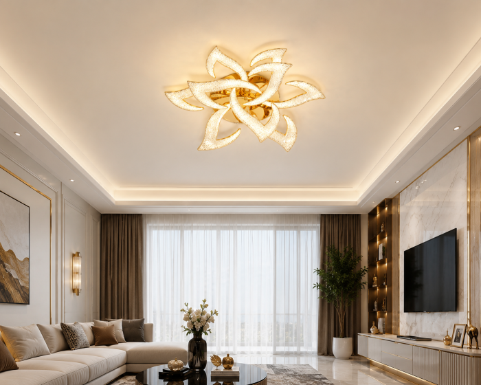 Plafonieră LED 3101/6+3 Design Floral Premium Aurie Ø68 cm [2]
