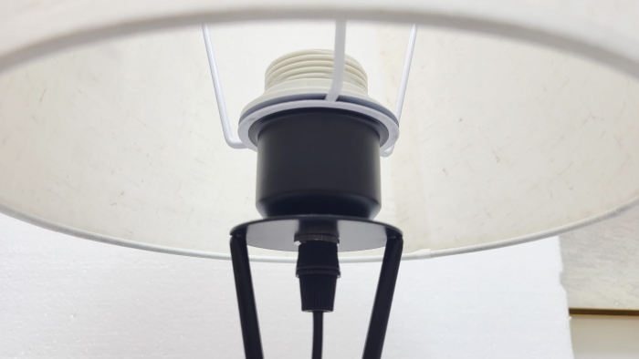 Veioză 8008, picior clepsidră negru, abajur textil E27 [3]