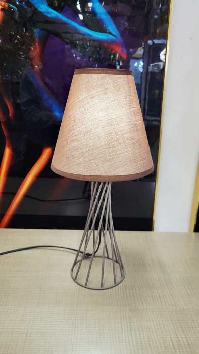 Veioză 8013 S, maro, abajur textil conic, picior spirală, E27 [2]