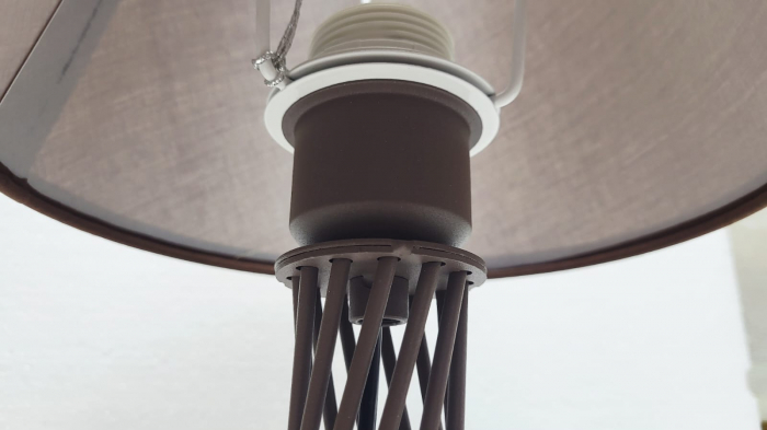 Veioză 8013 S, maro, abajur textil conic, picior spirală, E27 [4]