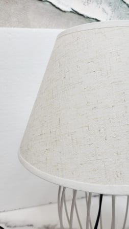 Veioză BDXT 8002, cilindrică, alb/bej, E27, textil [2]