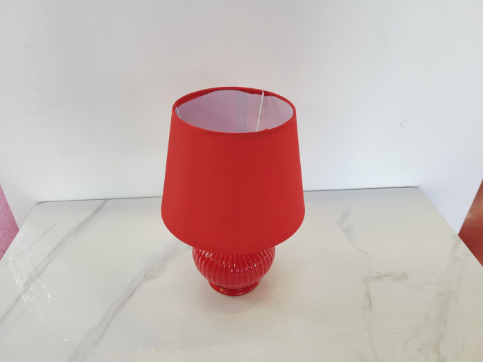 Veioza model 14502 din ceramica cu abajur textil, 29 cm, culori bleu, rosu si portocaliu, soclu E27 [3]