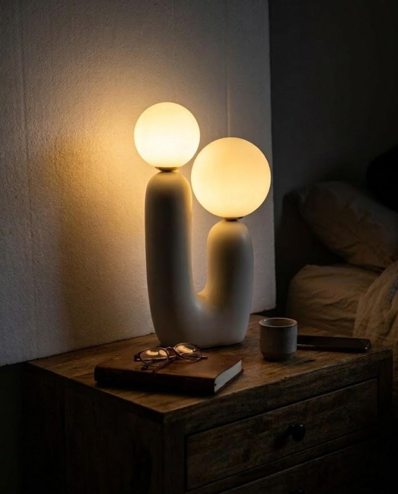 Veioză premium albă 2218/2 design sculptural cu globuri opace [3]