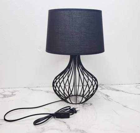 Veioză T8001, neagră, abajur textil, E27, 45 cm [2]