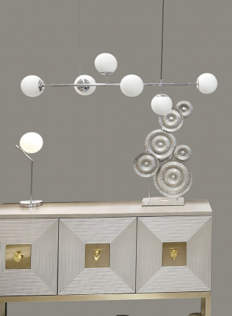 LUSTRE - Lustră 2471/6D CH+WH, 6xE27, reglabilă, 120x120 cm, argintiu/alb