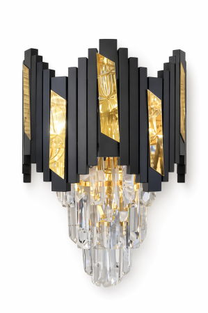 APLICE SI PLAFONIERE - Aplica 109 negru și auriu, 2xE14, design modern