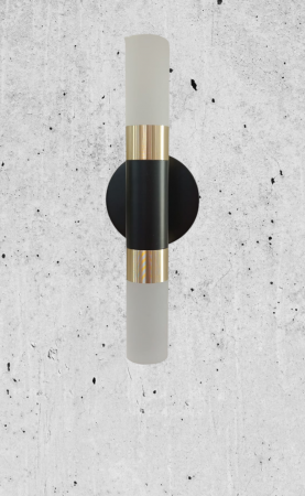 Aplica LED 2355-2, 2 surse de lumină, suport metal negru/auriu și sticlă, design modern și elegant [1]
