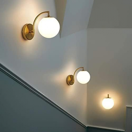 Aplica 5009 GZW, Metal Auriu și Glob din Sticlă Albă, Soclu E27 [1]