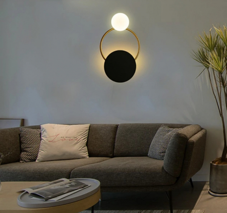 Aplica 6122 alb/negru/auriu, metal și acril, 36x25x12 cm, design modern [4]