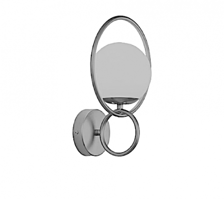 APLICE SI PLAFONIERE - Aplica 6131 CH, sticlă alb mat, suport metal argintiu, E14