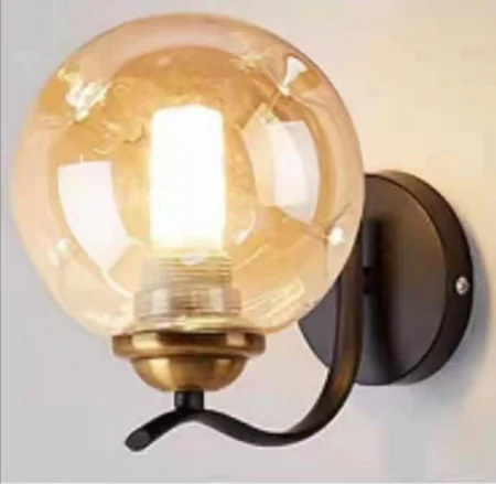 APLICE SI PLAFONIERE - Aplica 8225/1 negru cu abajur auriu, 1xE14, 16x20 cm, design elegant