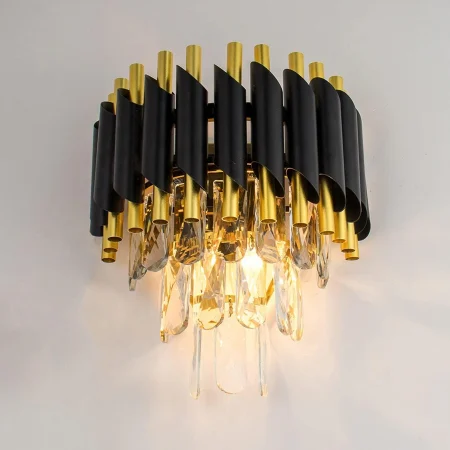 Aplica 98142 BK+GD, 2xE14, negru cu auriu, 30x30 cm, metal și cristal [1]