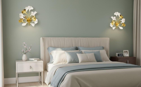 APLICE SI PLAFONIERE - Aplică de perete premium 9080/2 – design floral auriu, 2×E14, 35×30 cm