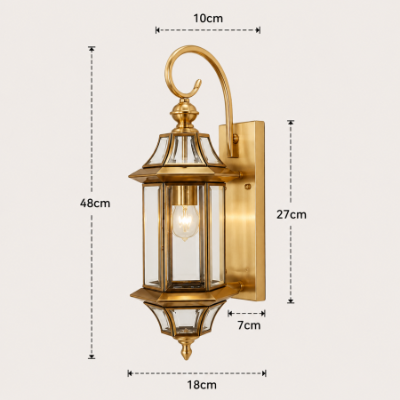 Aplica Exterior B054 Aurie Tip Felinar E27 Metal si Sticla 48 cm [2]