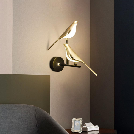 Aplica LED 3002/2W Auriu Roze Design Două Păsări Metal și Acril 27x32 cm [2]