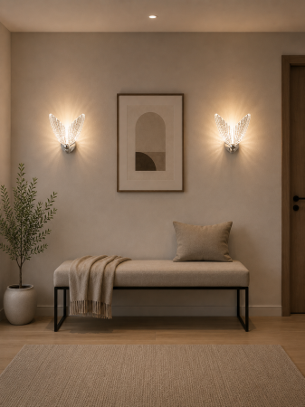 APLICE SI PLAFONIERE - Aplica LED 985/1 CH, fluture argintiu, 3 culori, interior