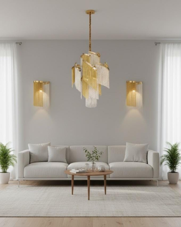 Aplica perete 2306/280, metal și sticlă aurie, design elegant, 2 surse E14 [1]