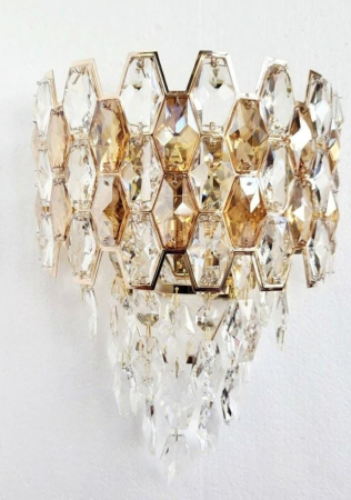 Aplică perete 8805 cu cristale K9 amber și transparente finisaj auriu și crom [1]