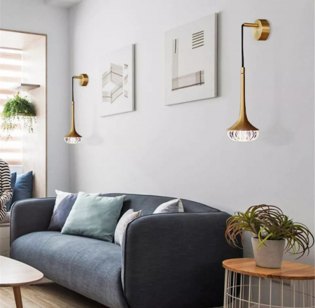 Aplica W2125/1CP aurie, LED G4 3W inclus, 20x45 cm reglabilă, design elegant [1]