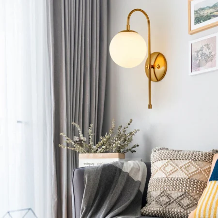 Aplica W2126 – metal și sticlă, E27, alb & auriu, 40x15x20 cm [1]